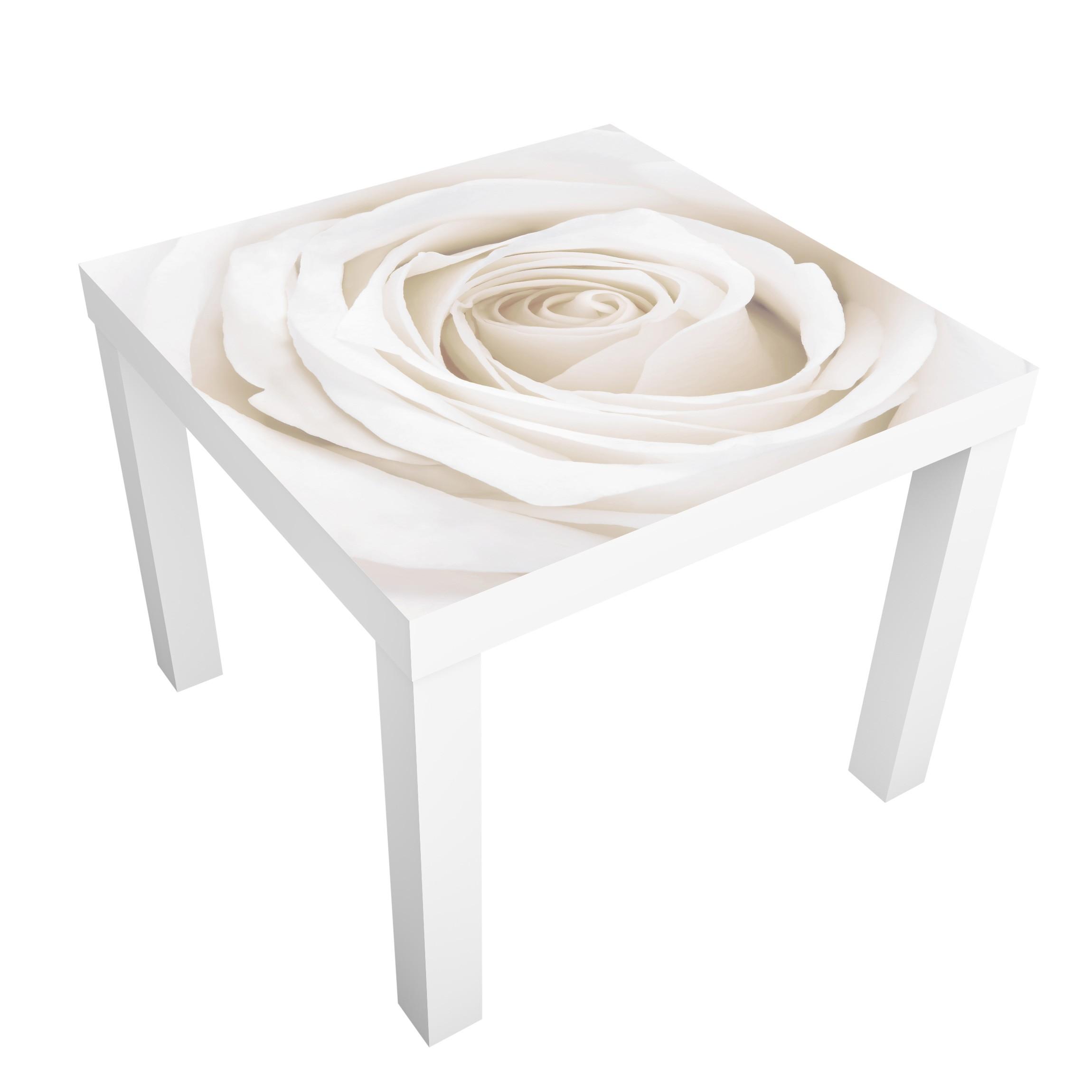 Designový stolček biela ruža