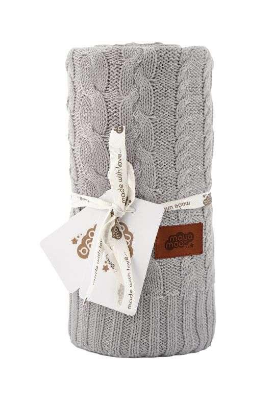 DETEXPOL Pletená bavlnená deka do kočíka sivá Bavlna, 80/100 cm