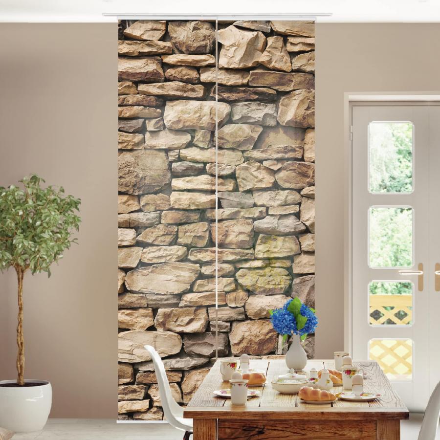 Súprava posuvnej záclony - American Stone Wall - 2 panely