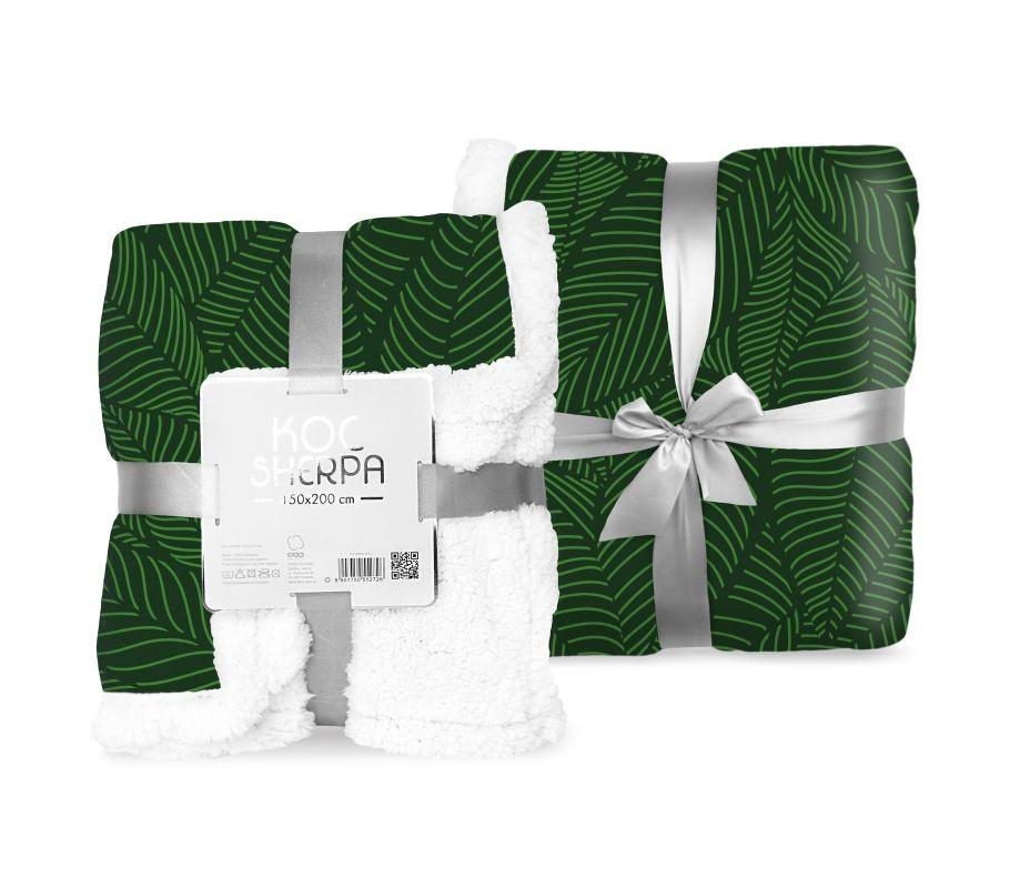 FARO -  FARO Fleece deka s baránkom listy zelená  Polyester, 150/200 cm