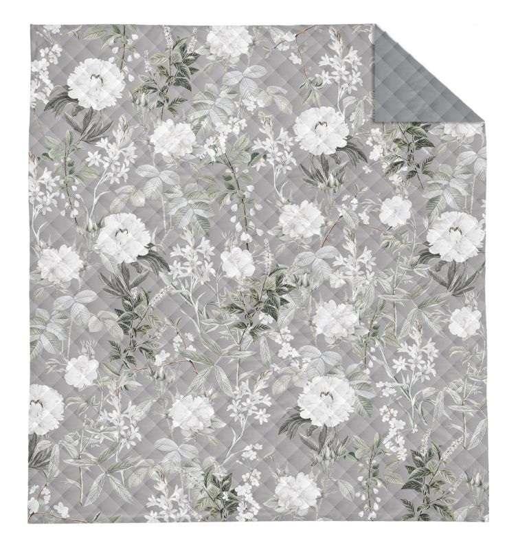 DETEXPOL Prehoz na posteľ Kvety grey  Polyester, 170/210 cm