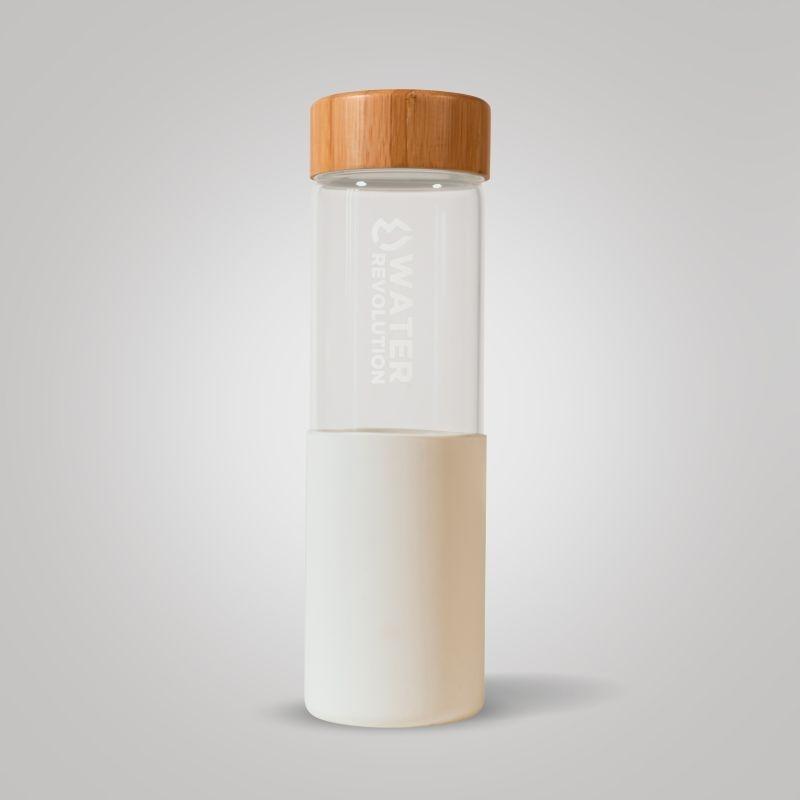 Water Revolution -  Water Revolution Sklenená fľaša na pitie v silikónovom obale biela  Borosilikátové sklo, Silikon, 66