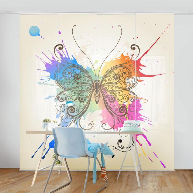 Súprava posuvnej záclony - Akvarel Butterfly  - 4 panely