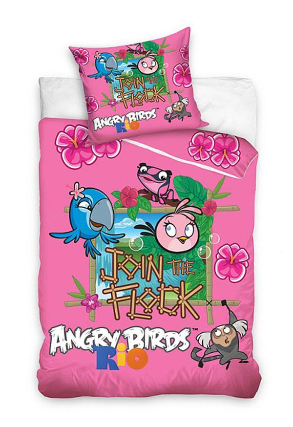CARBOTEX -  Obliečky Angry Birds Rio ružová 140/200