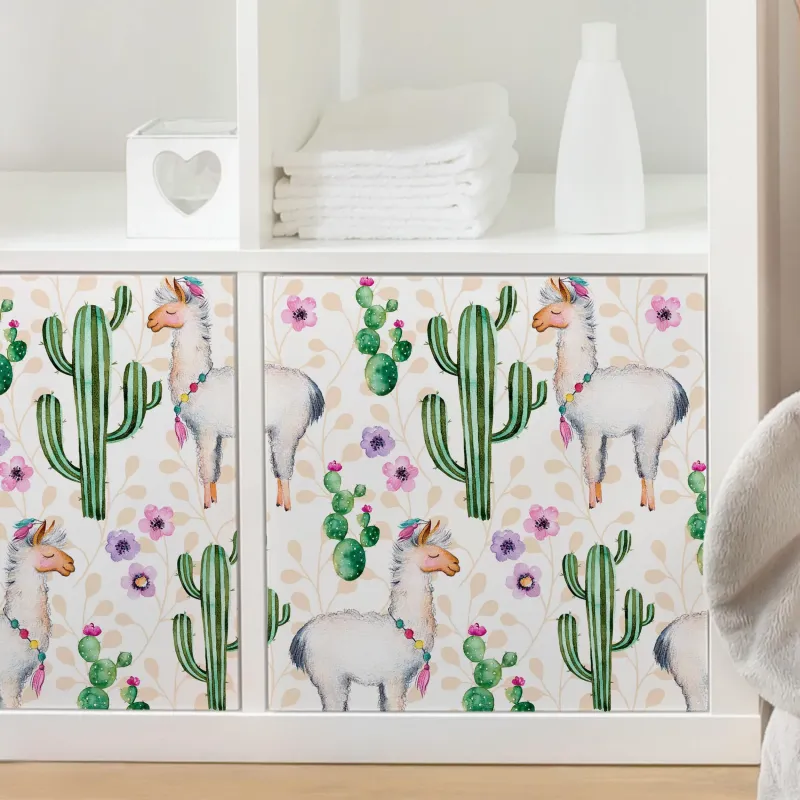 Lama a kaktus akvarelový nábytok fóliovaný detská izba