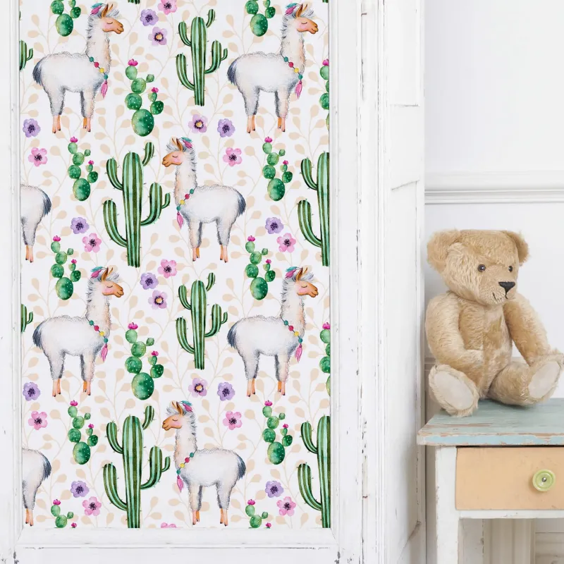 Lama a kaktus akvarelový nábytok fóliovaný detská izba