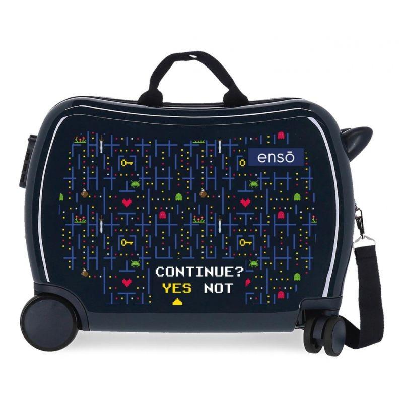 JOUMMABAGS Detský kufrík na kolieskach Enso Gamer Navy MAXI ABS plast, 50x38x20 cm, objem 34 l