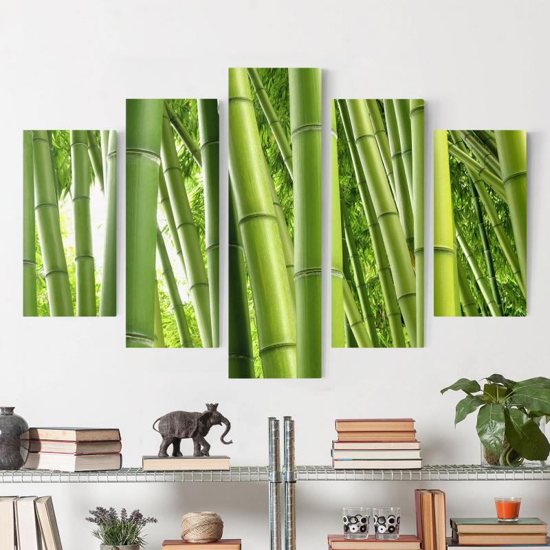 Päťdielny obraz Bambusové stromy