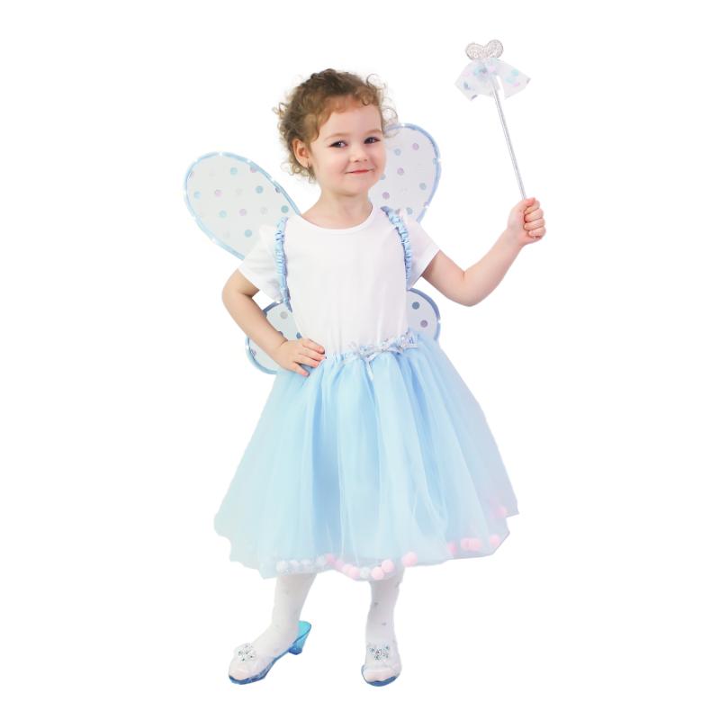 Detský kostým tutu sukne víla Modrenka so svietiacimi krídlami