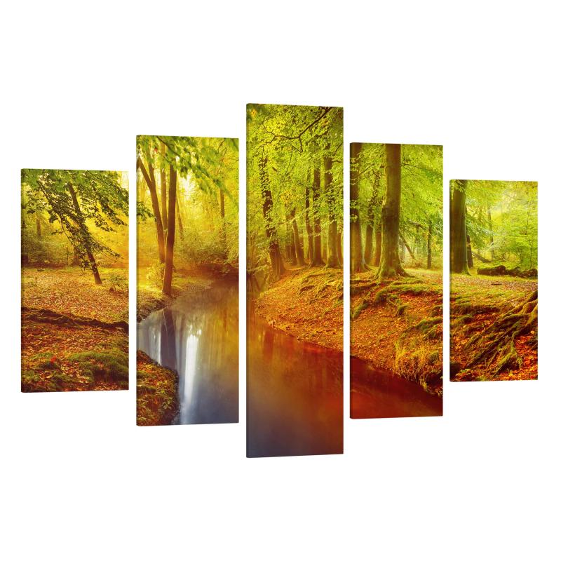 Päťdielny obraz Jesenného lesa