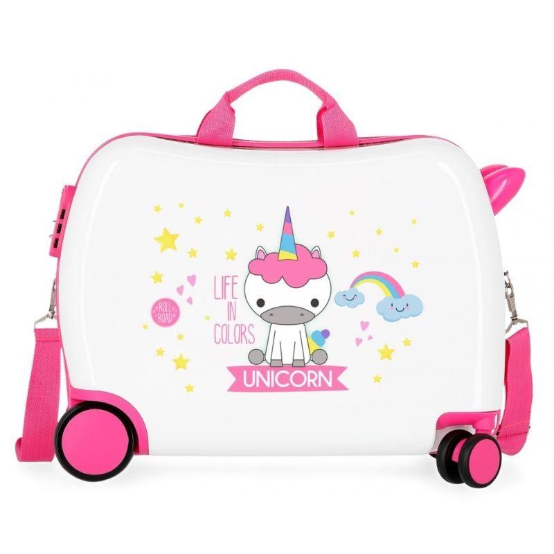 JOUMMABAGS Detský kufrík na kolieskach Roll Road Little Me Unicorn MAXI ABS plast, 50x38x20 cm, obje