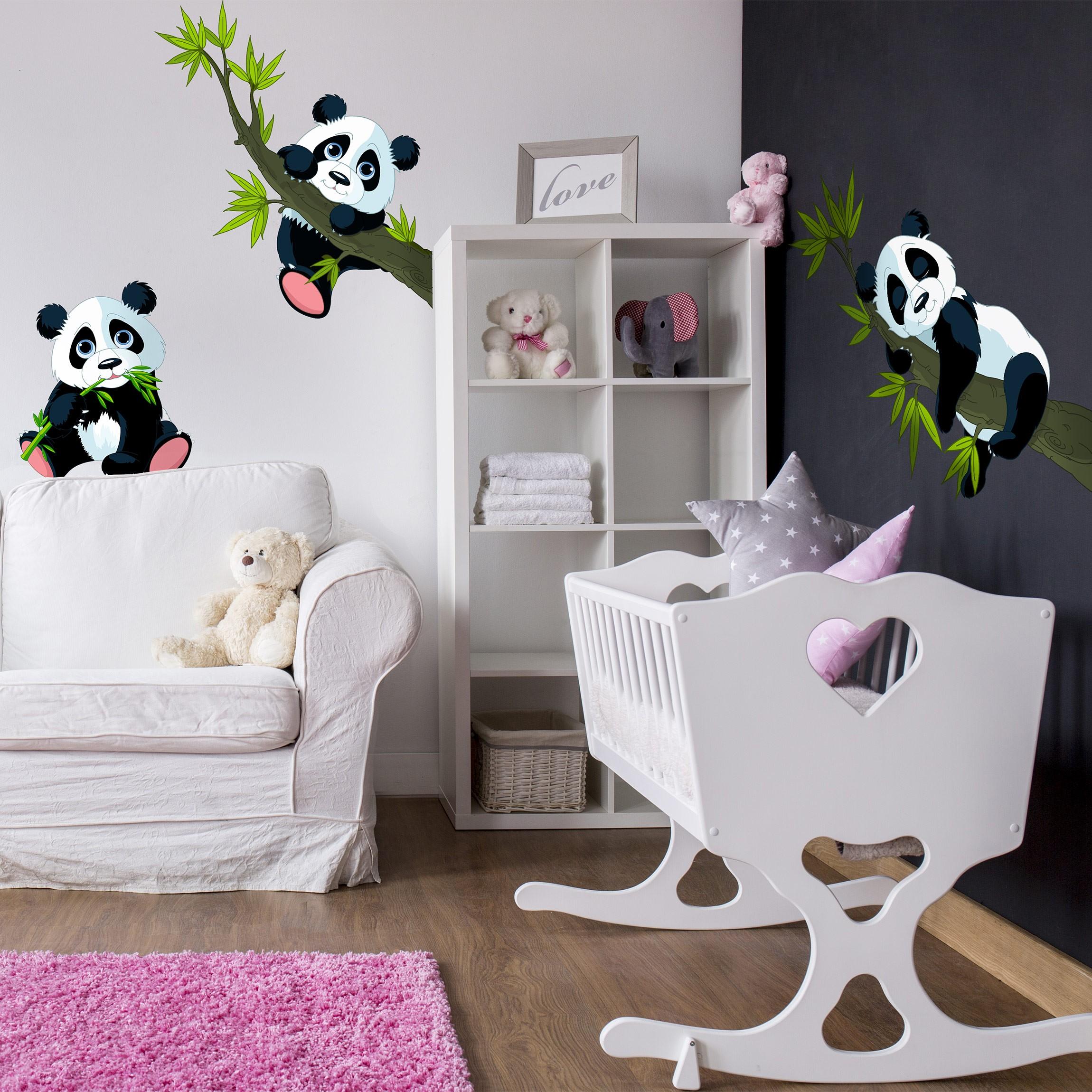 Samolepka na stenu Panda 3 ks