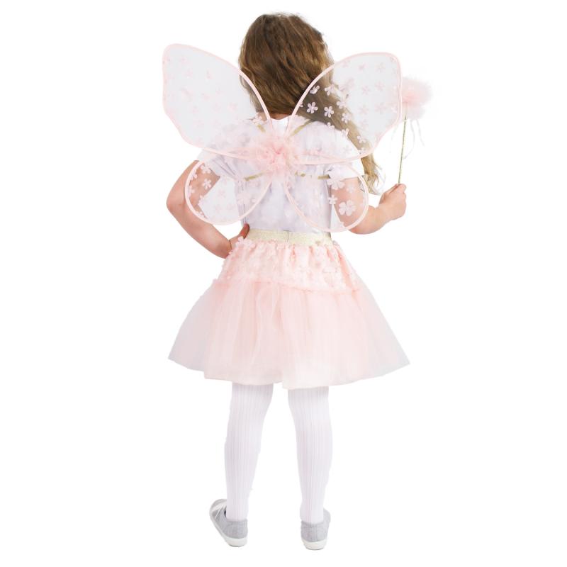 Detský kostým tutu sukne kvetinová víla Ruženka s paličkou a krídlami