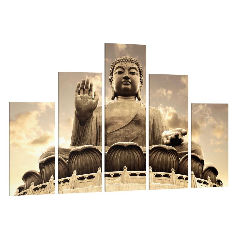 Päťdielny obraz Veľký Budha sepia