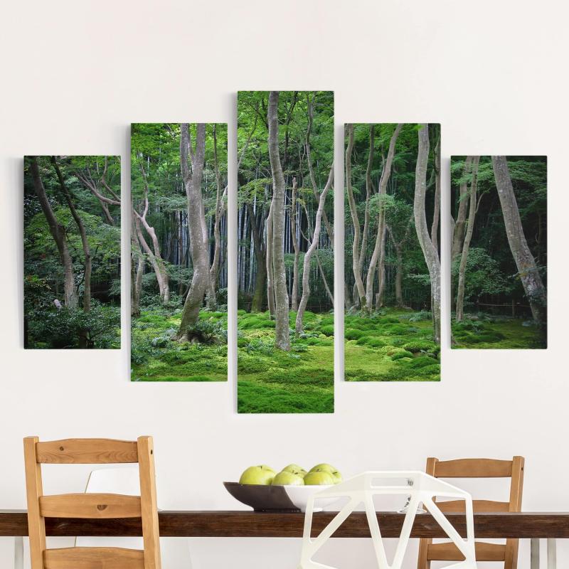 Päťdielny obraz Japonský les