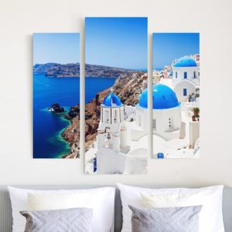 Trojdielny obraz Zobraziť cez Santorini