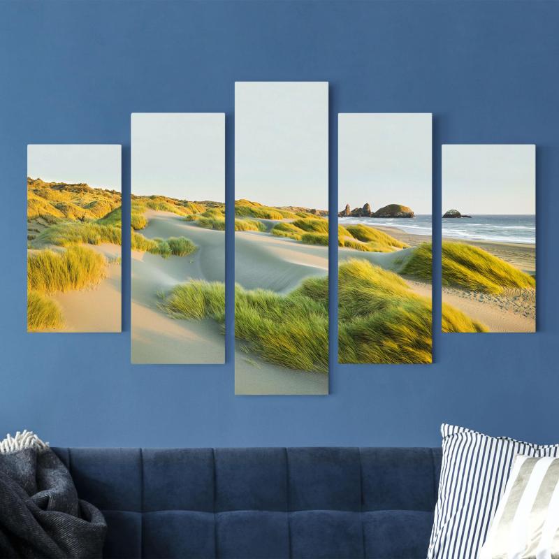 Päťdielny obraz Duny a trávy pri mori