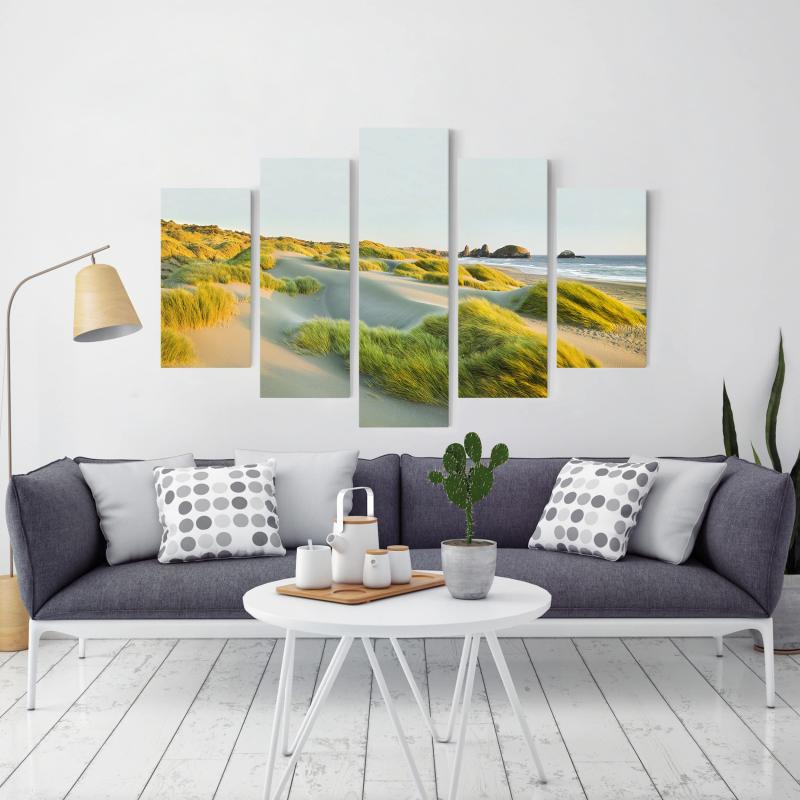 Päťdielny obraz Duny a trávy pri mori