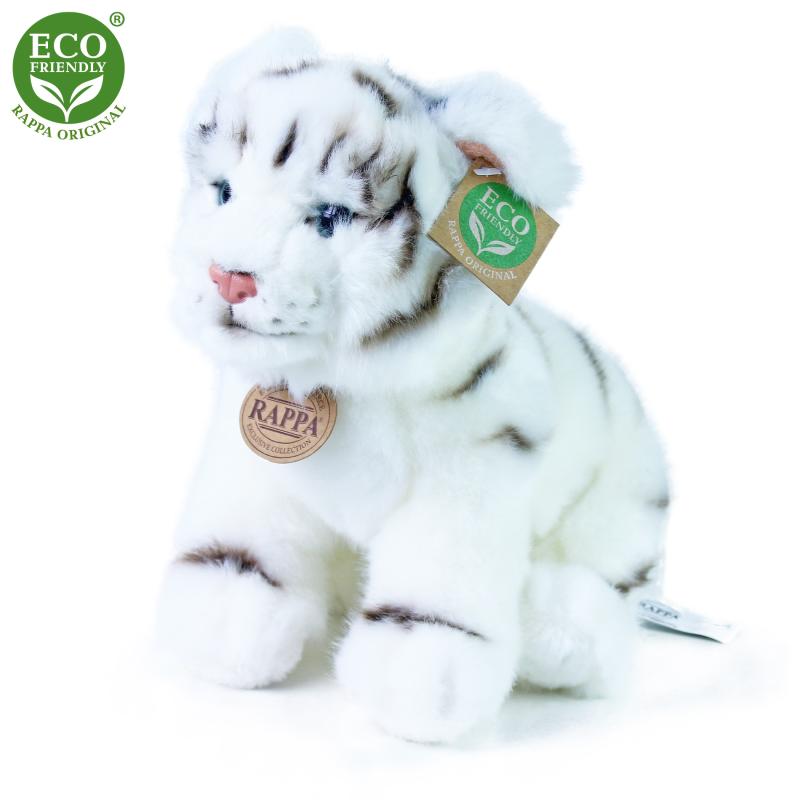 Plyšový tiger biely sediaci, 25 cm, ECO-FRIENDLY