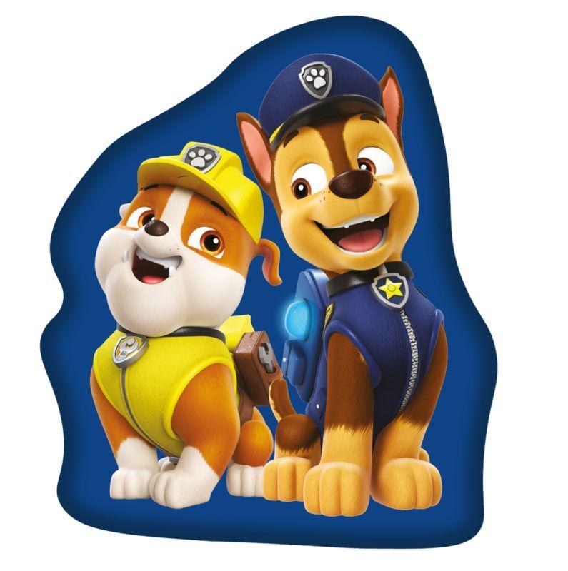 JERRY FABRICS Tvarovaný mikroplyšový vankúšik Paw Patrol Blue Polyester, 31x28 cm