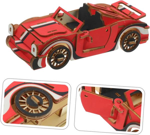 Woodcraft Drevené 3D puzzle Červený kabriolet
