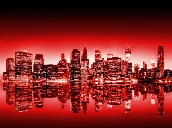 Tapeta Night New York - red