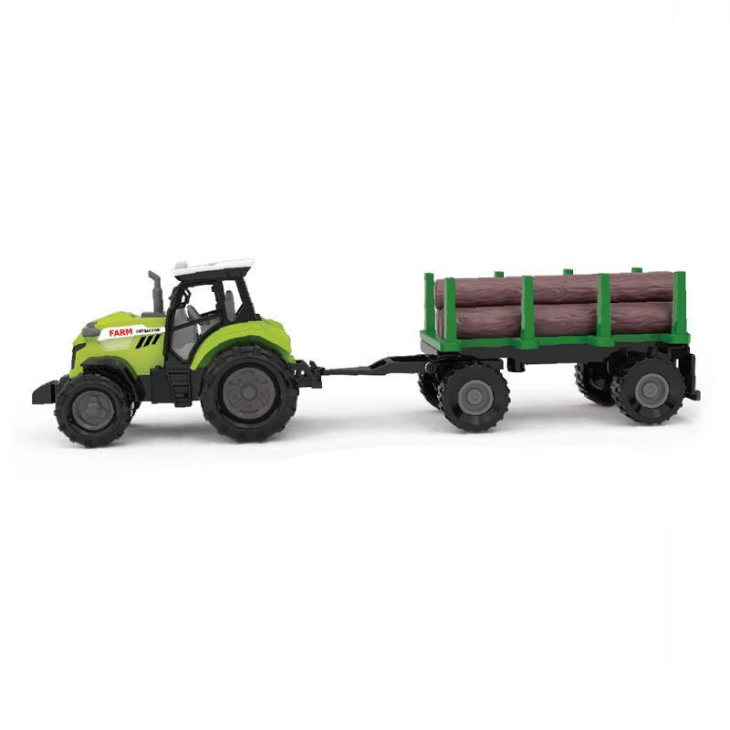 Traktor so zvukom a svetlom s vlečkou na drevo