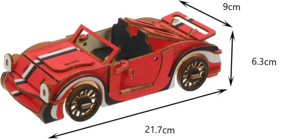 Woodcraft Drevené 3D puzzle Červený kabriolet