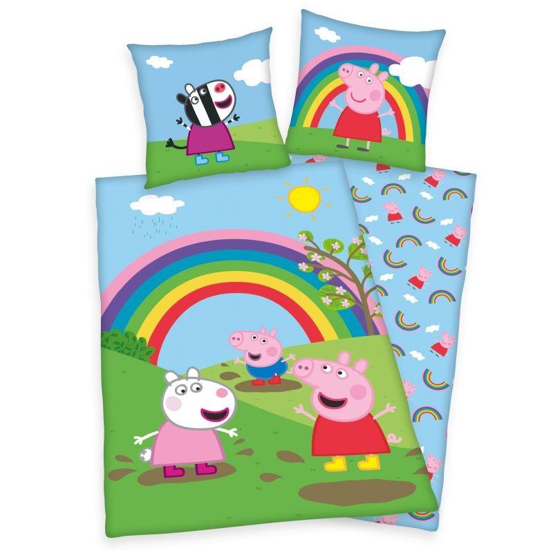 HERDING Obliečky Peppa Pig dúha Bavlna, 140/200, 70/90 cm