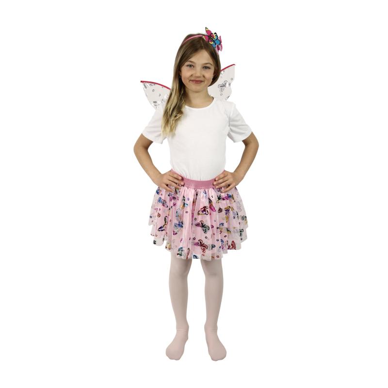 Detský kostým TUTU sukne motýľ s čelenkou a krídlami