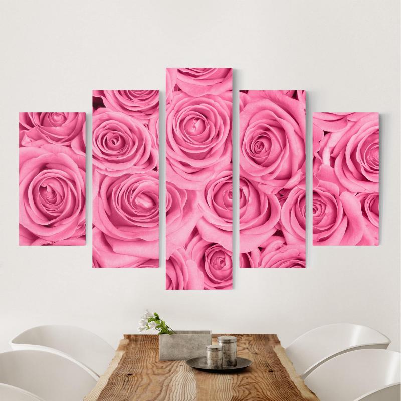 Päťdielny obraz Ružové ruže