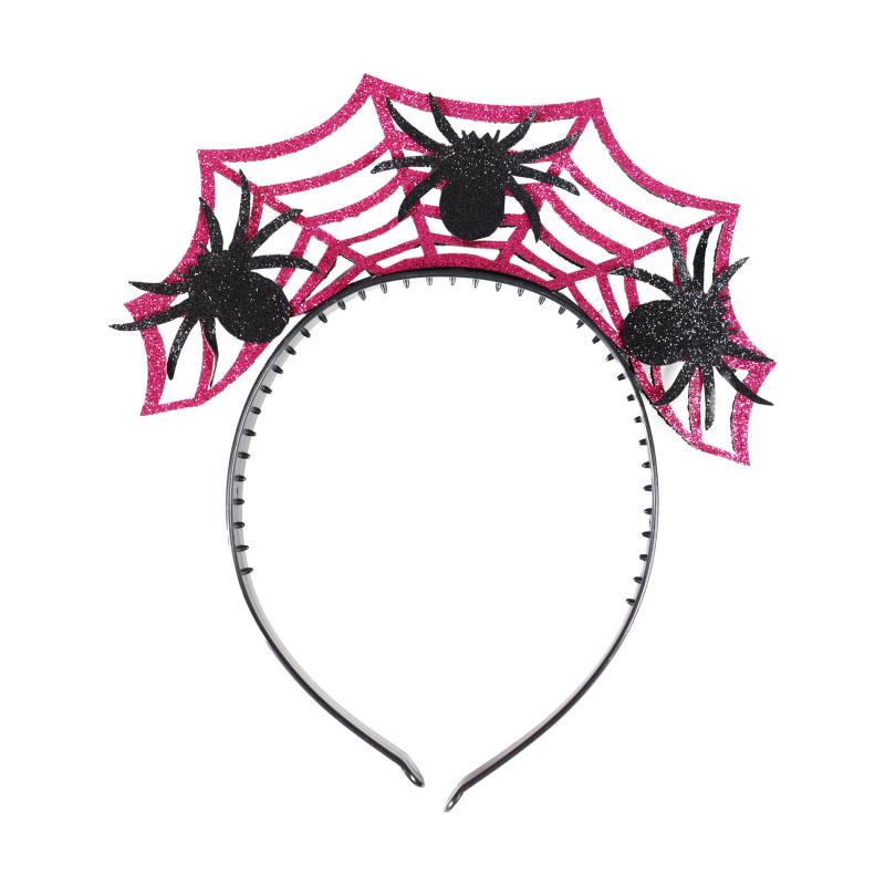 Čelenka Halloween fialová s pavúkmi