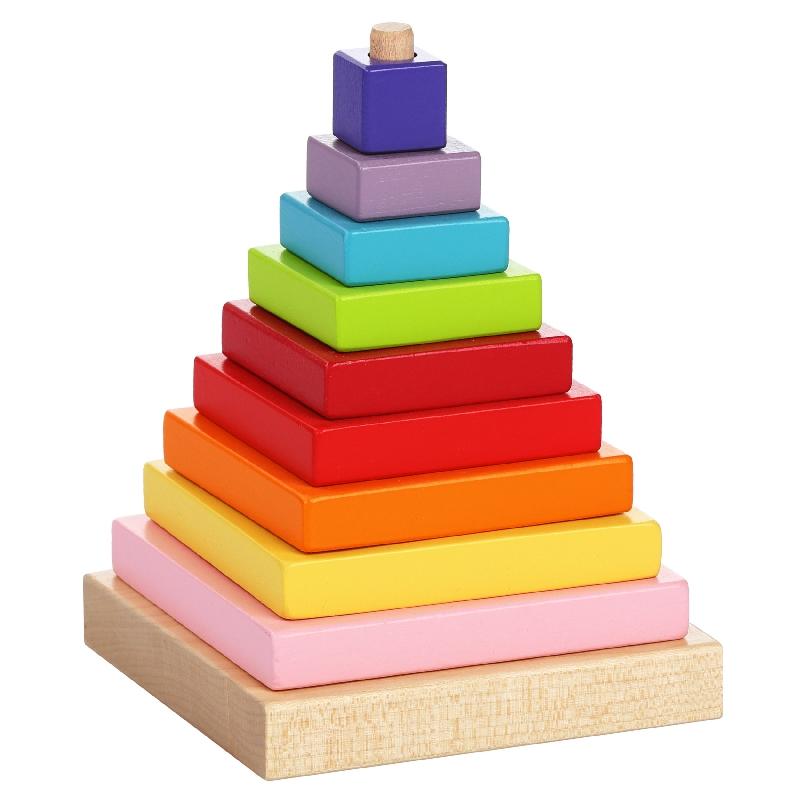 CUBIKA Farebná pyramída - drevená skladačka 9 dielov