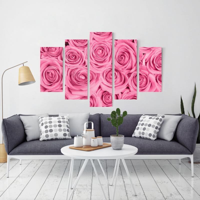 Päťdielny obraz Ružové ruže