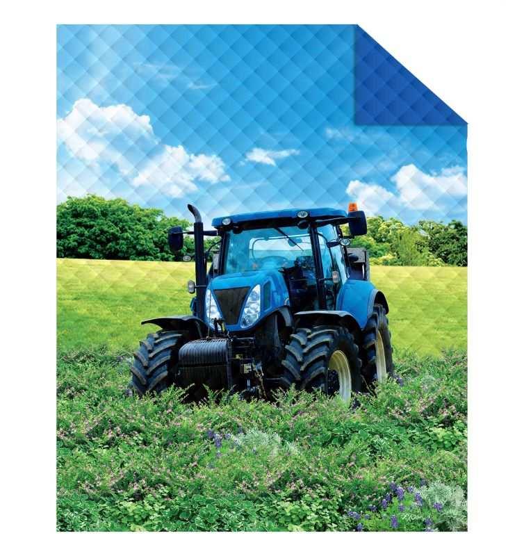 DETEXPOL Prehoz na posteľ Traktor blue  Polyester, 170/210 cm