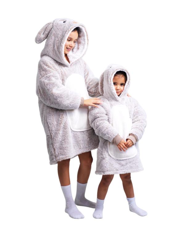 Cozy Noxxiez CH321 Králik - hrejivá televízna mikinová deka s kapucňou pre deti 7 - 12 rokov