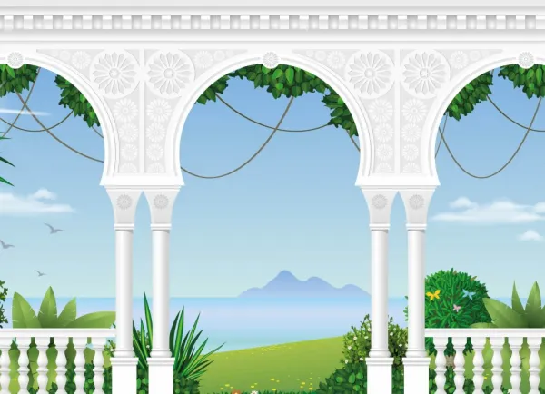 Tapeta 3D landscape behind the pillars