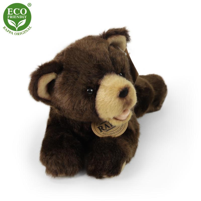 Plyšový medveď tmavo hnedý ležiaci 24 cm ECO-FRIENDLY