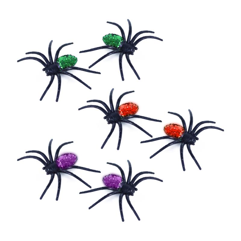 Dekorácia pavúky s trblietkami 3 farby