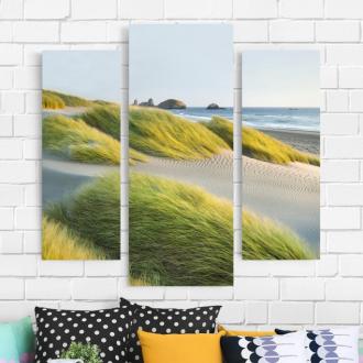 Trojdielny obraz Duny a trávy pri mori