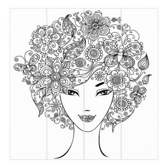 Súprava posuvnej záclony - Kvety vo vlasoch - 4 panely