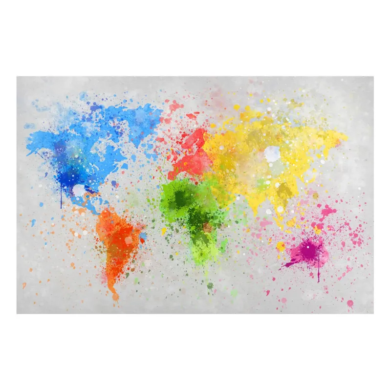 Magnetické obrazy Farebná mapa sveta postriekaná farbami