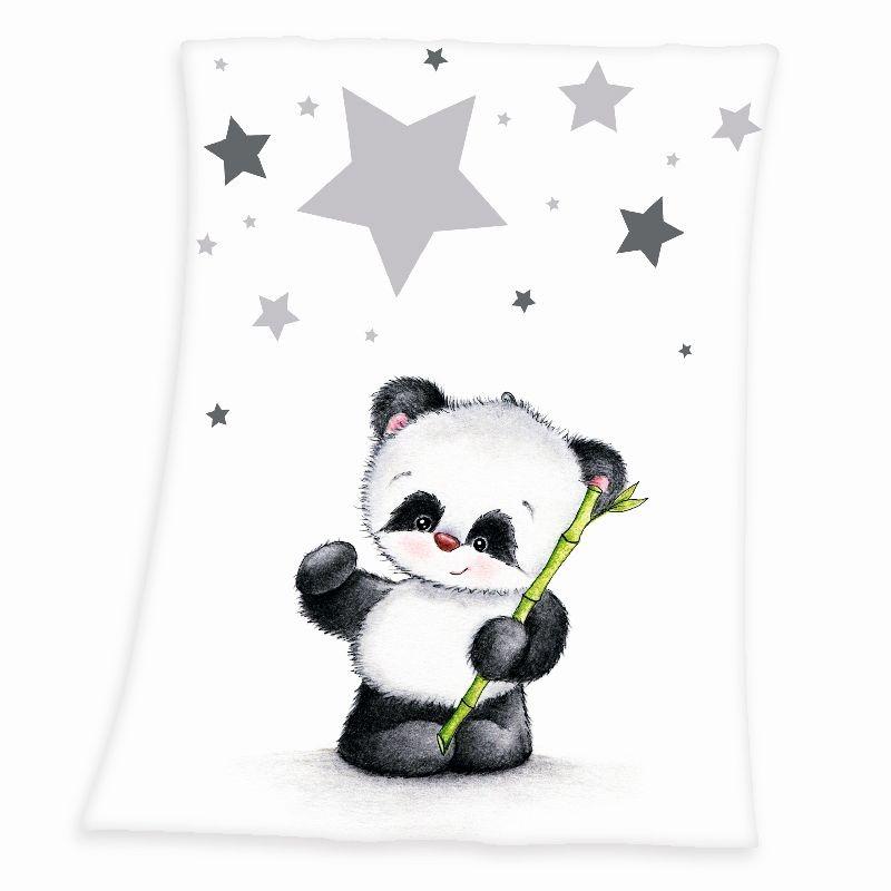 HERDING Micropolar fleece deka Panda  Polyester, 75/100 cm