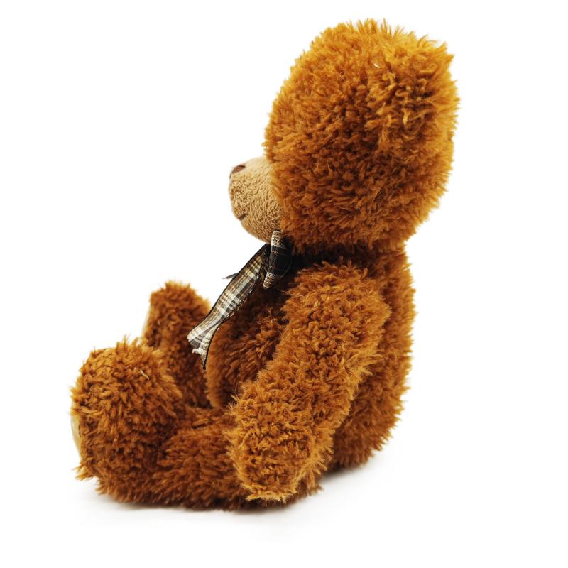 Plyšový medveď s mašľou 25 cm tmavo hnedý