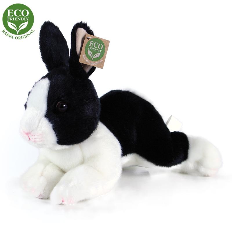 Plyšový králik ležiace bielo čierny 23 cm ECO-FRIENDLY