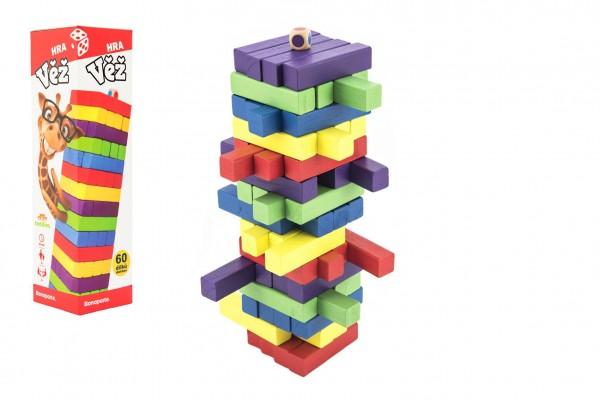 Hra veža drevená 60ks farebná