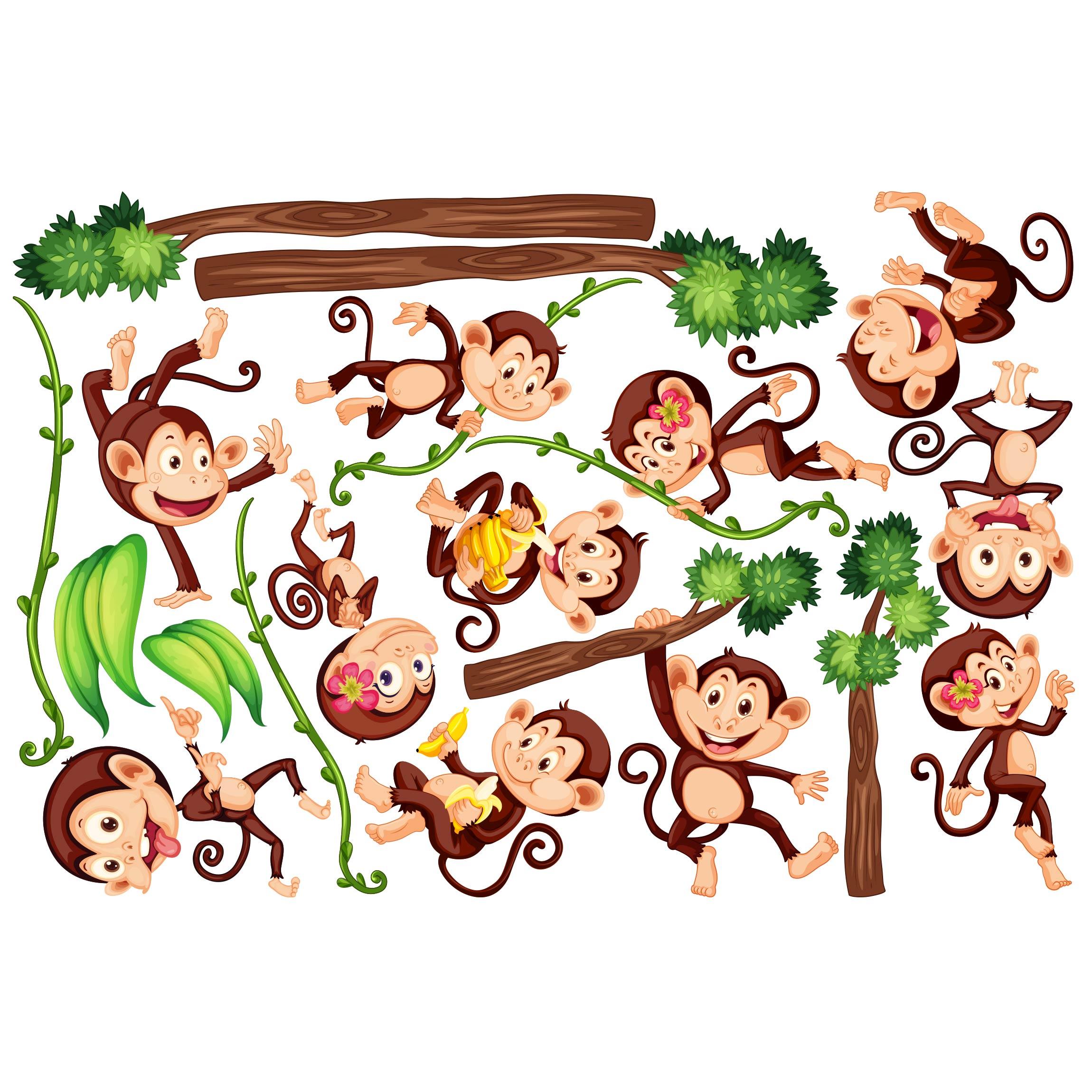 Samolepka na stenu Opice z džungle