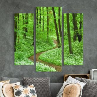 Trojdielny obraz Romantická lesná cesta