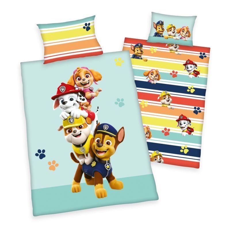 HERDING Obliečky do postieľky Paw Patrol stripe Bio Bavlna Bio Bavlna, 100/135, 40/60 cm