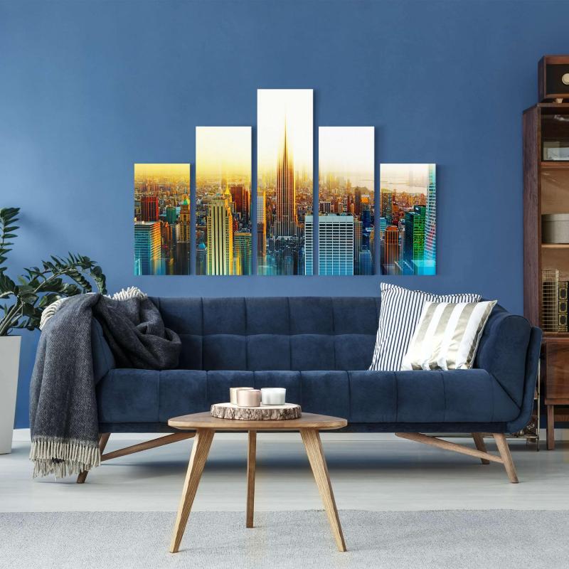 Päťdielny obraz Manhattan abstrakt